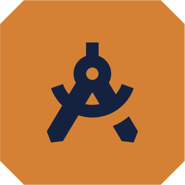 Icon of a compass on a tan background.